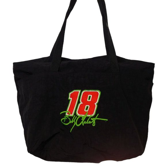 Vintage NASCAR Bobby Labonte #18 Duffle Bag Black Embroidered Retro Travel 14x20 - Picture 1 of 7
